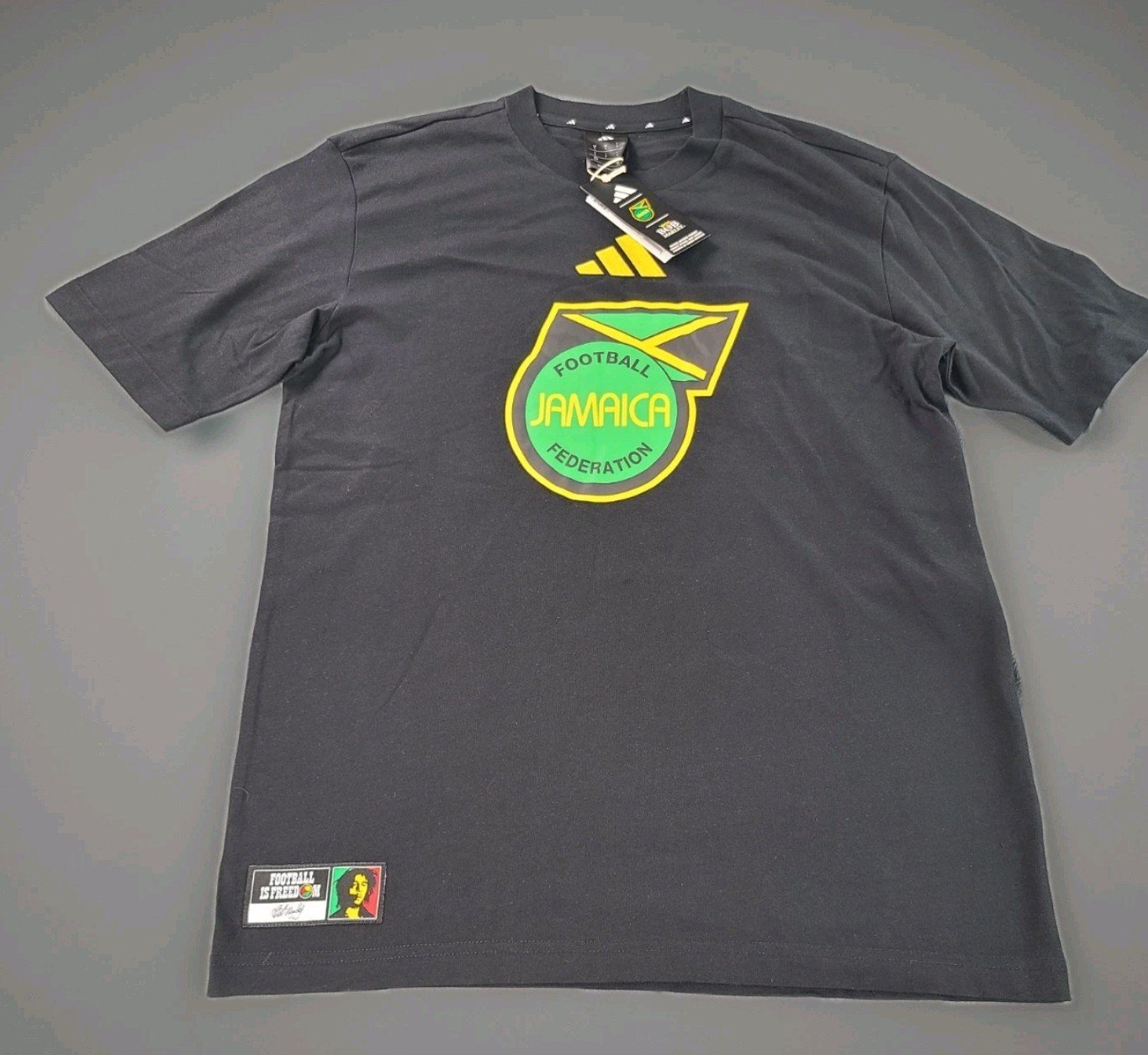 adidas Men’s Jamaica x Bob Marley DNA Graphic TEE In Black Size Small #JY5219