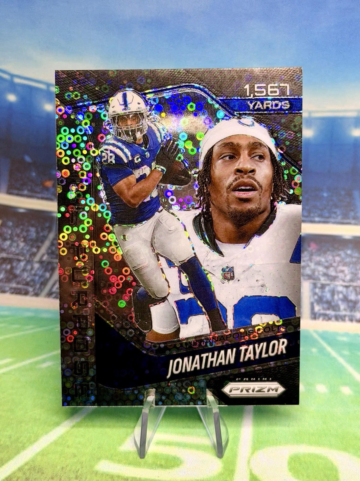 2025 Panini Prizm #7 Jonathan Taylor All Purpose – Silver Disco No Huddle Prizm