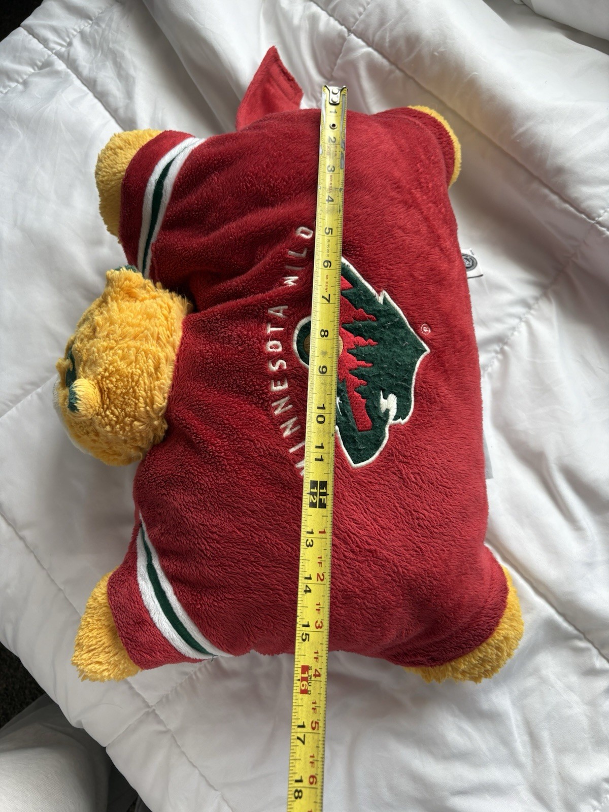 Pillow Pets Minnesota Wild NHL Plush Figure 16 in Red Yellow Green Official