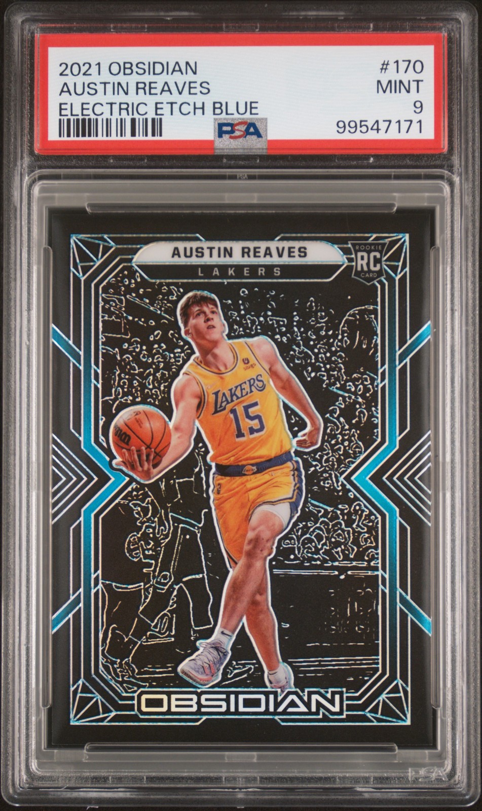 2021 PANINI OBSIDIAN EE BLUE #170 AUSTIN REAVES 7/16 PSA 9