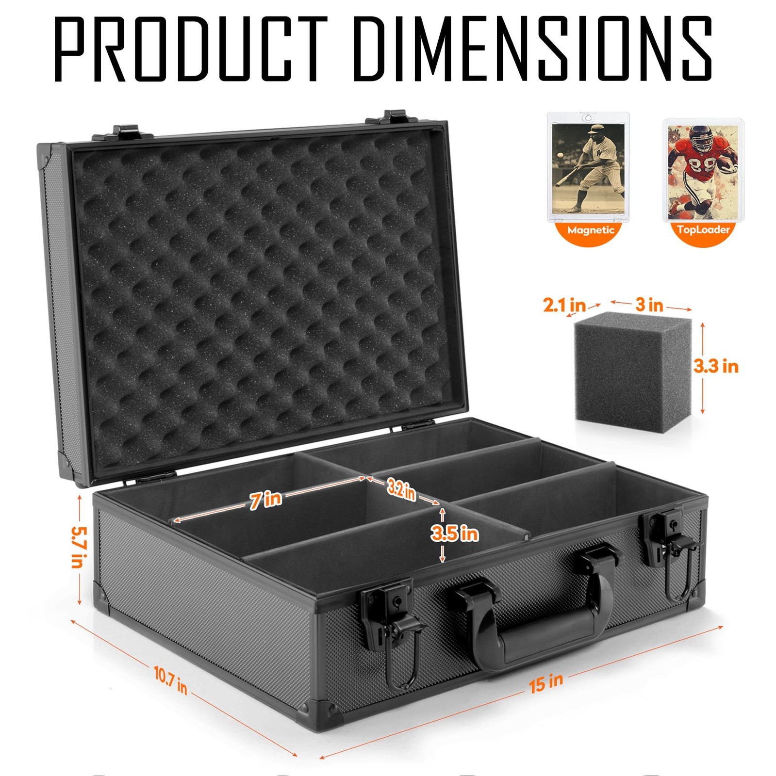 Top Loader Case, Trading Card Storage Box with Key Lock for Sports Cards, Tra…