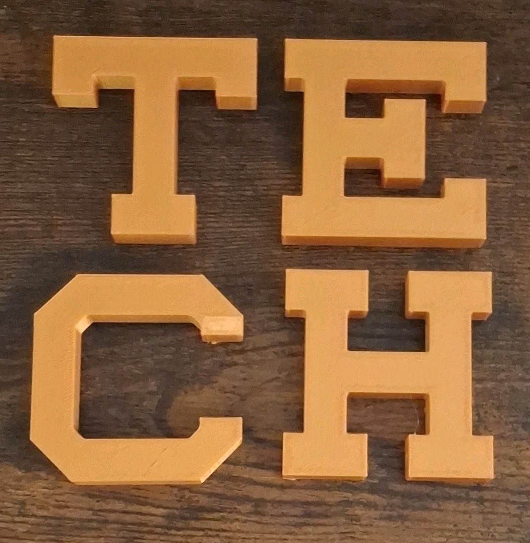 Georgia Tech TECH LETTERS – 3D Printed 3×3 Inches Gold Tone Authentic Font
