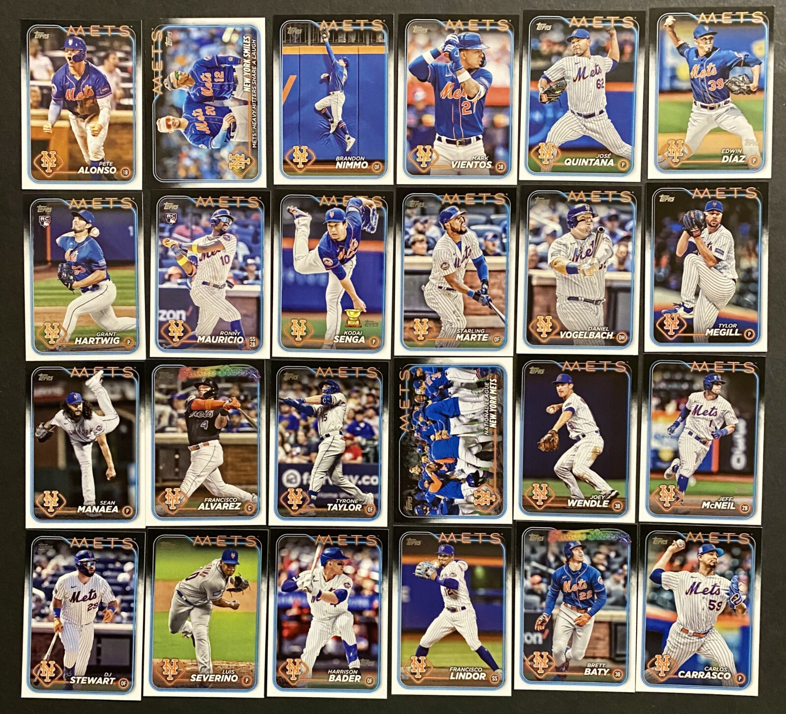 NEW YORK METS 2024 Topps Series 1 & 2 – Base Team Set (24 Cards) Alonso-Mauricio