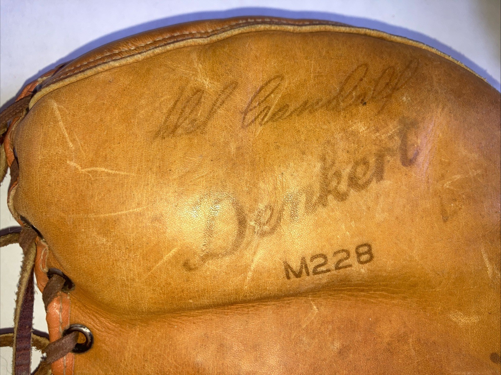 Vintage Denkert Baseball Catcher Glove Mitt M228 Pro Maker Hinge Pad