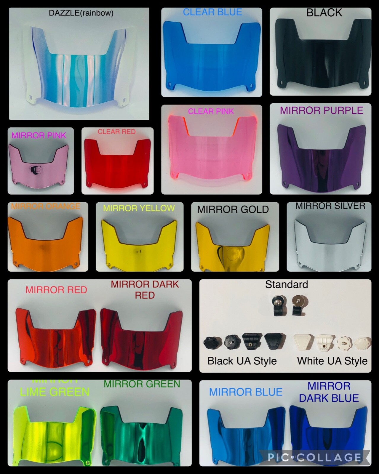 Chrome Mini Football Helmet Visors With Clips