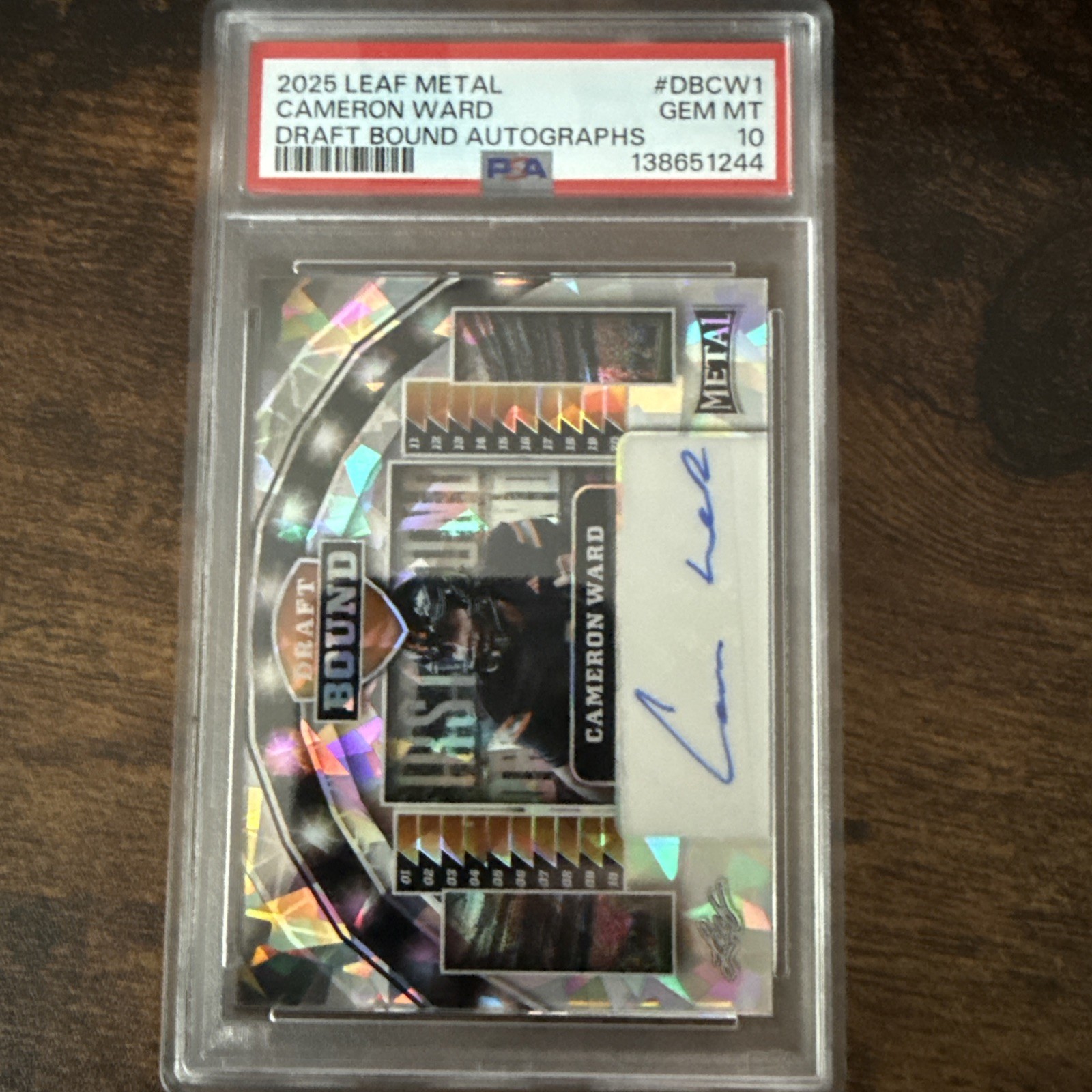 2025 Leaf Metal Cameron Ward Draft Bound #DB-CW1 cracked Ice Auto 5/10
