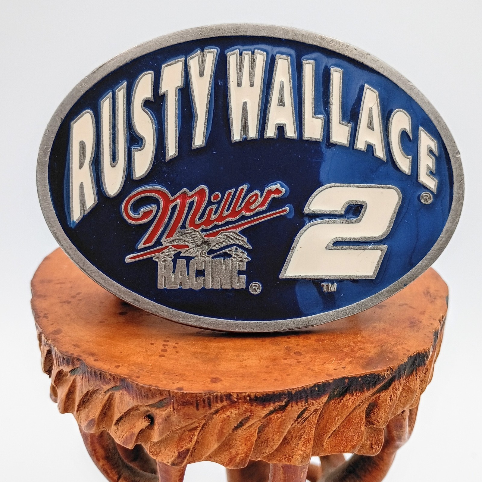 Rusty Wallace Miller Beer Penske Racing “2” Blue Enameled Belt Buckle Legends