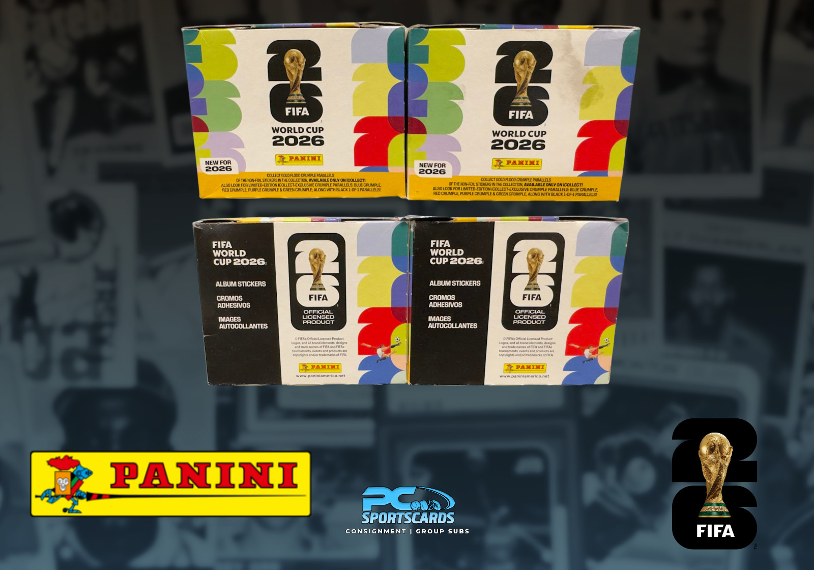 Lot x2 2026 Panini FIFA World Cup Sticker Box Online Exclusive Gold Crumple KF9