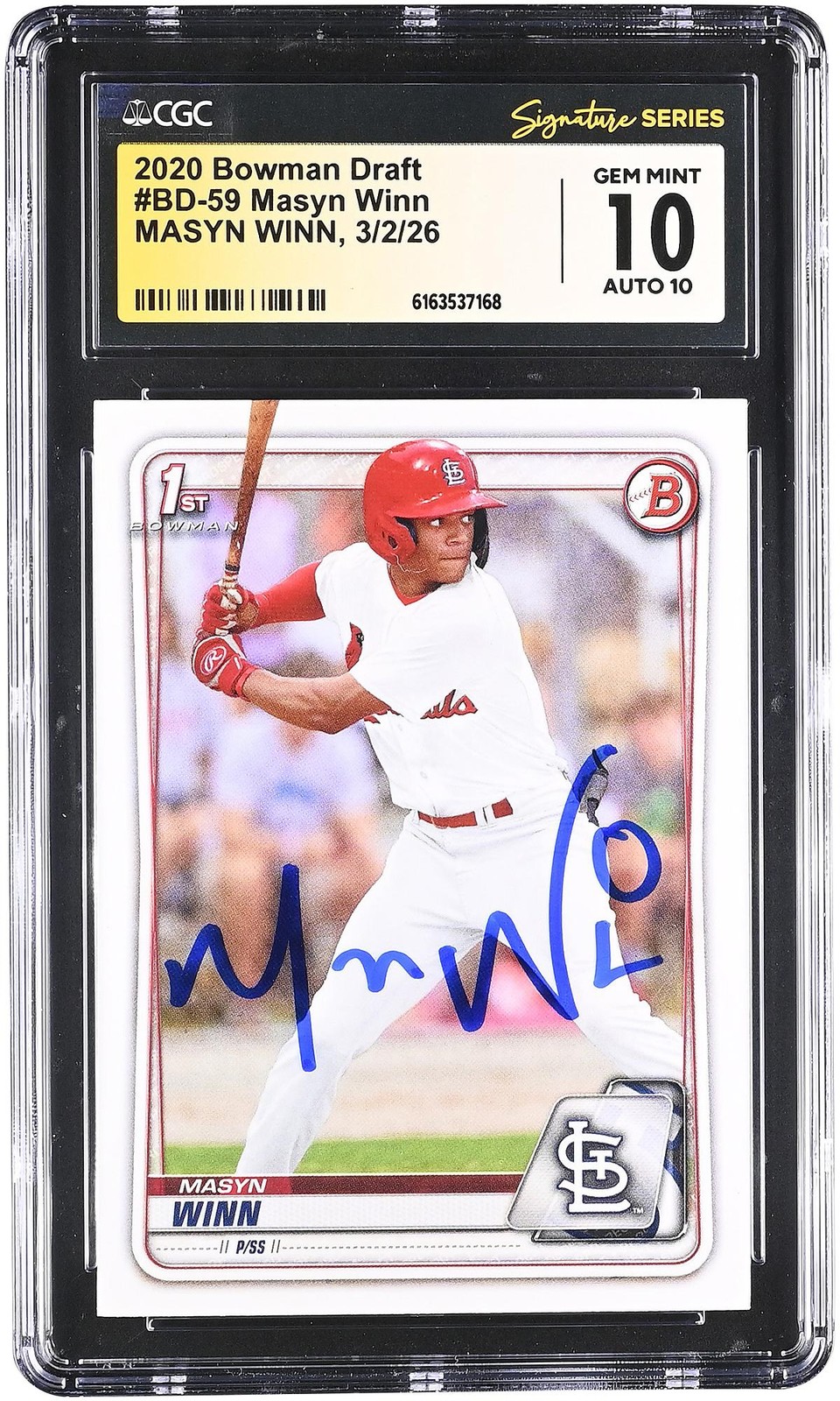 Autographed Masyn Winn Cardinals Baseball Slabbed Card Item#14653129 COA