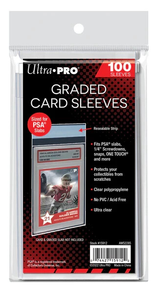 Pack Of 100 Ultra PRO Perfect Fit Graded CARD Sleeves PSA~Fits Snaps/ONE TOUCH