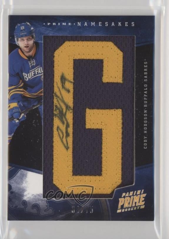 2011-12 Panini Prime /75 Cody Hodgson #16 RPA Rookie Patch Auto RC p2i