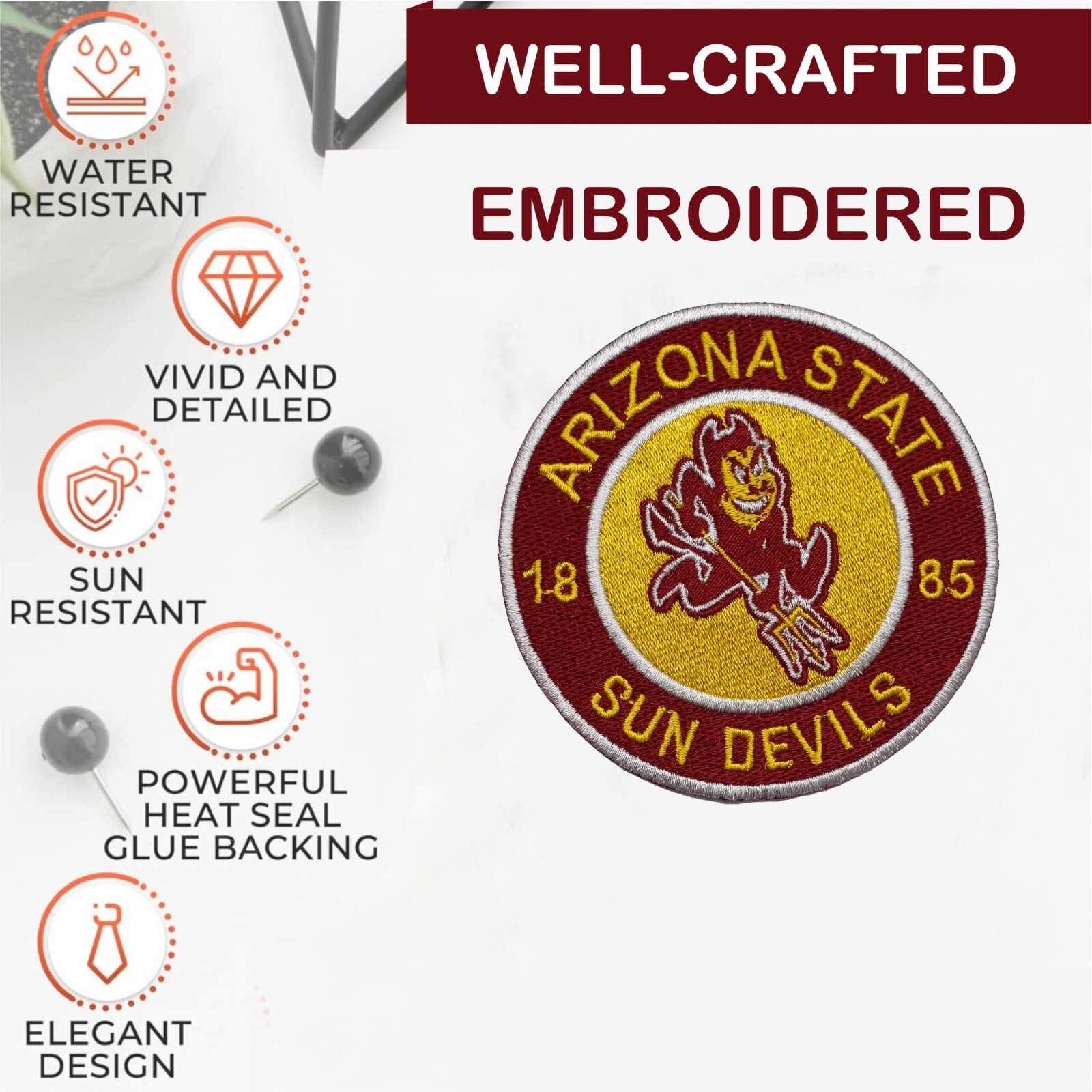 Arizona State Sun Devils NCAA Team Logo Iron On Patch – Sew Patch – Embroidered