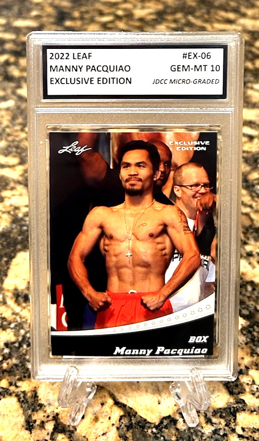 MANNY PACQUIAO 2022 LEAF EXCLUSIVE EDITION GRADED GEM-MT 10 #EX-06. COA!