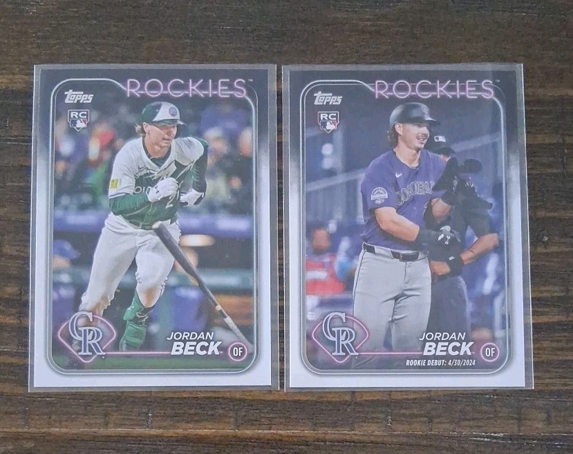 Lot (2) 2024 Topps Update Jordan Beck RC Colorado Rockies