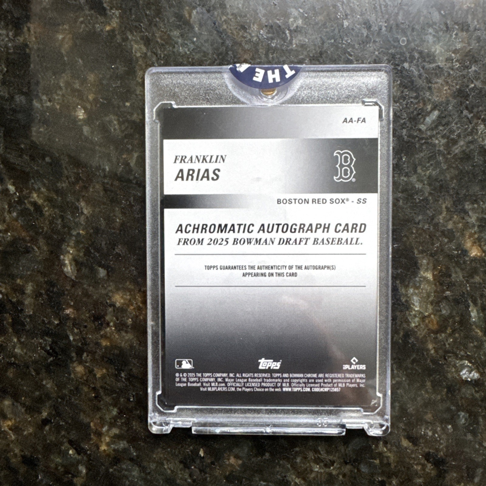 2025 Bowman Draft Franklin Arias Chrome Achromatic Auto Green Refractor #/99