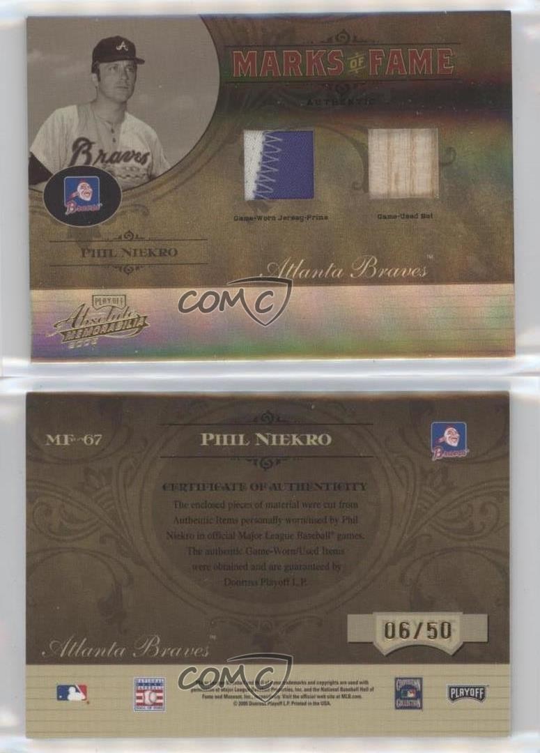 2005 Playoff Absolute Memorabilia Marks of Fame 6/50 Phil Niekro #MF-67 HOF n8a