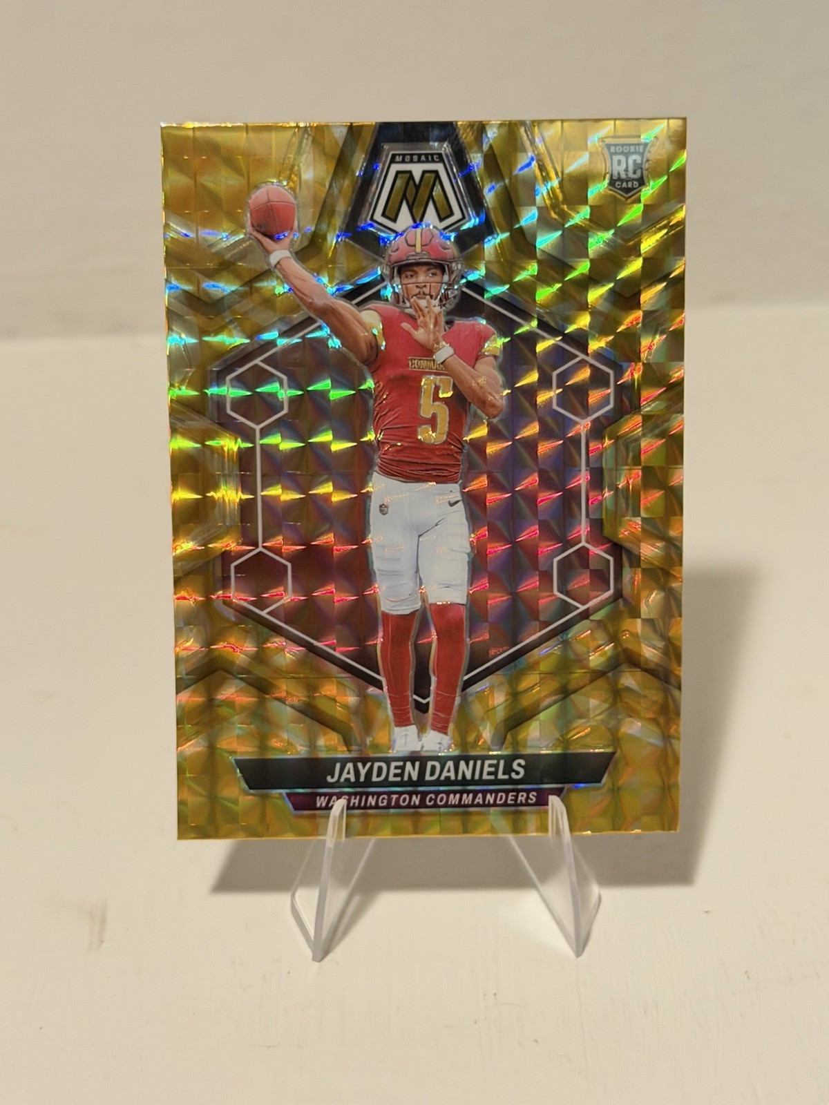 2024 Panini Mosaic Rookies Jayden Daniels #302 Reactive Yellow Mosaic Prizm (RC)