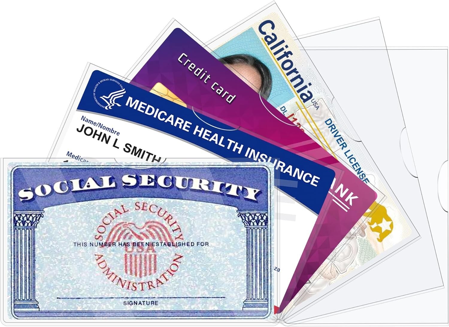 6 Pack Social Security Card Protector Sleeves/New Medicare Card Protector Sleeve