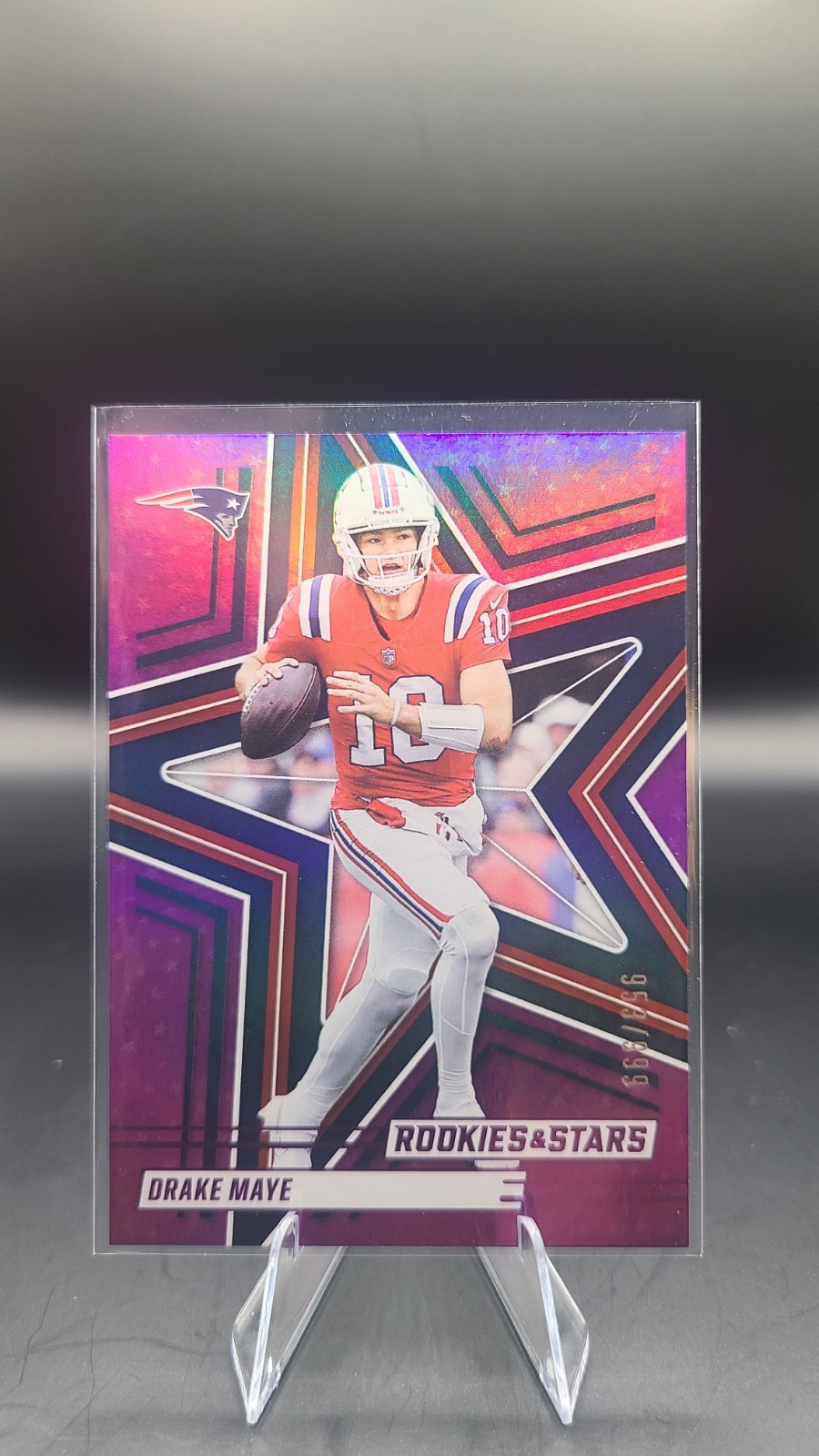 2025 Panini Rookies & Stars Drake Maye Purple Parallel SP, #’d 953/999 PATRIOTS