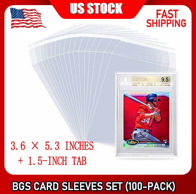 100-Pack Resealable Graded Card Sleeves – Flap Closure Bags for PSA / BGS Slabs