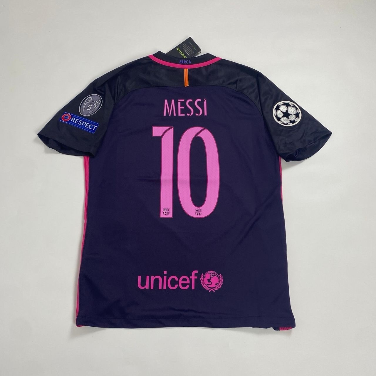 2016/17 Barcelona Away Retro Jersey Messi #10 Short Sleeve Vintage Black Iconic