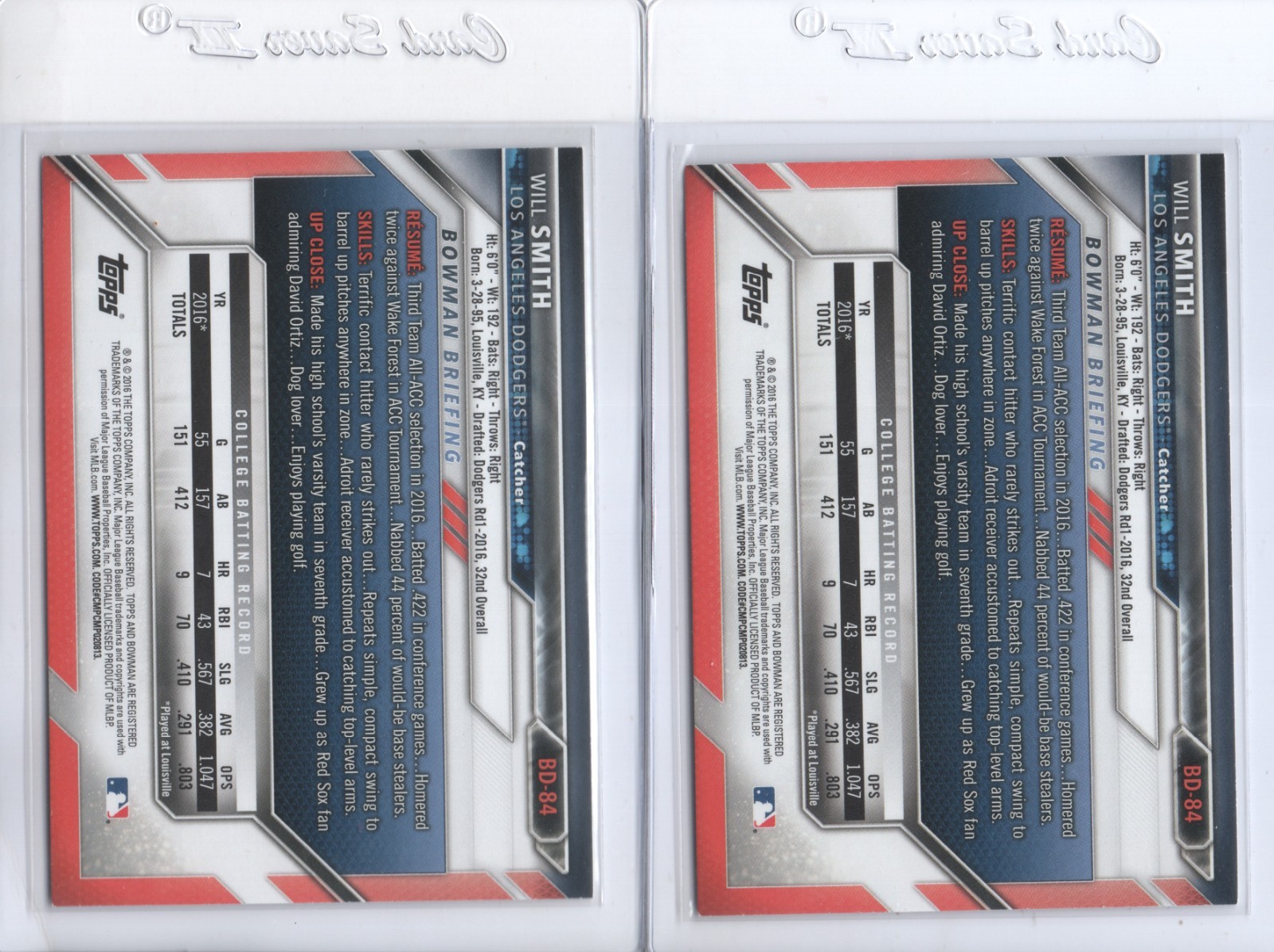 WILL SMITH 2016 2017 Bowman Draft / Chrome Options READ