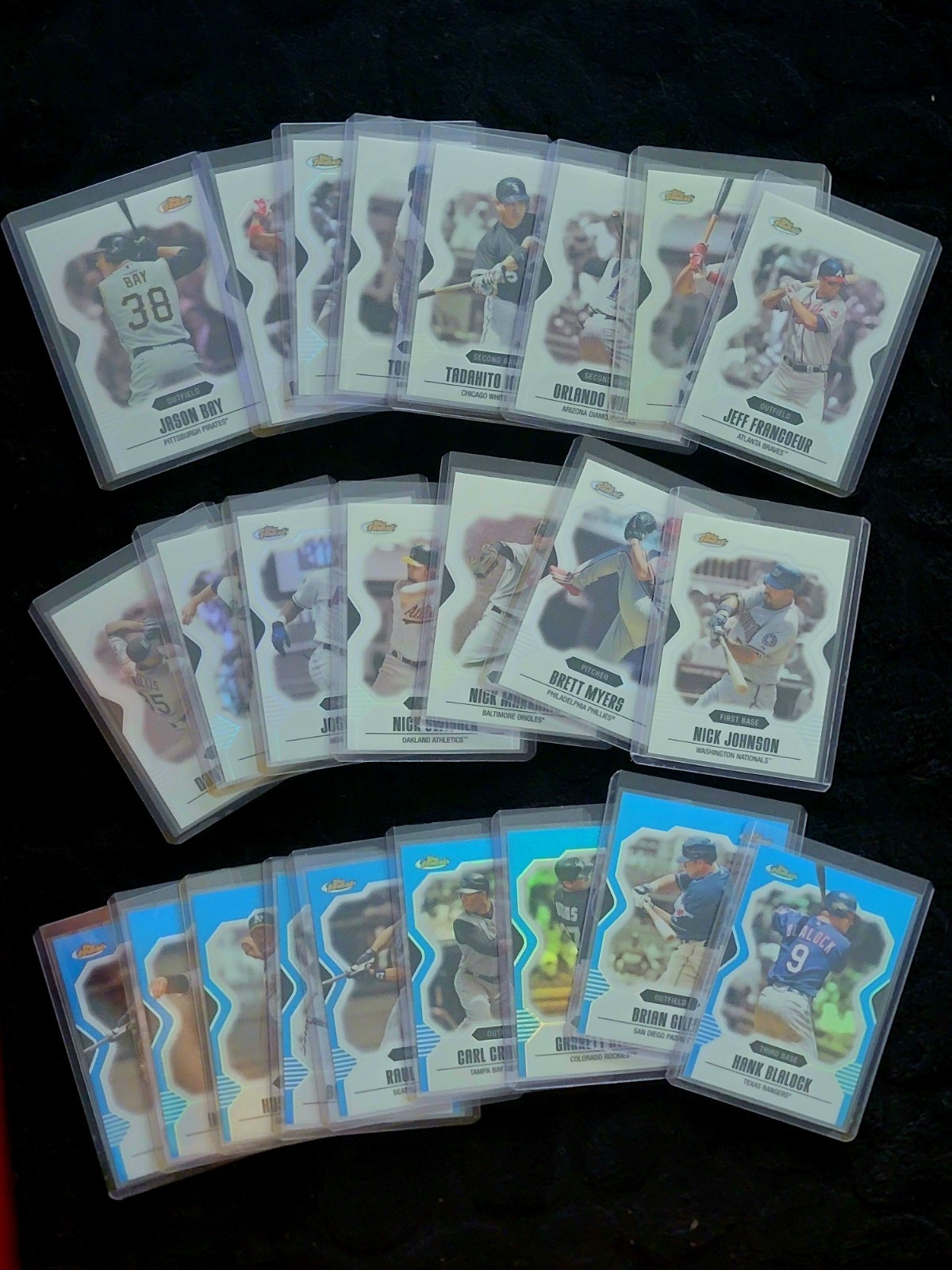 (24) 2007 TOPPS FINEST REFRACTOR Lot with (9) Blue Refractor #’d/399 Baseball