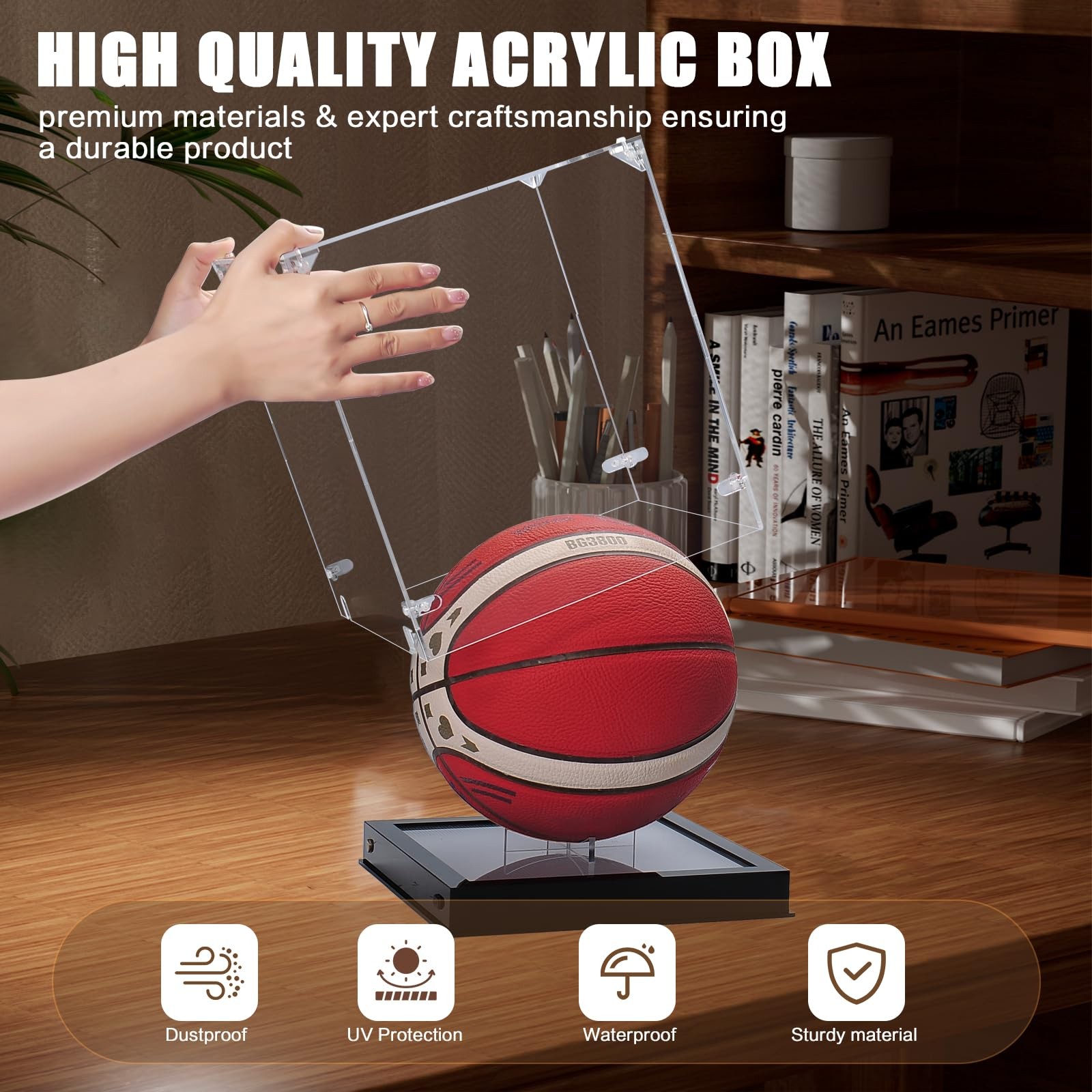 Basketball Display Case with Light,Clear Acrylic Mini Basketball Autograph Di…