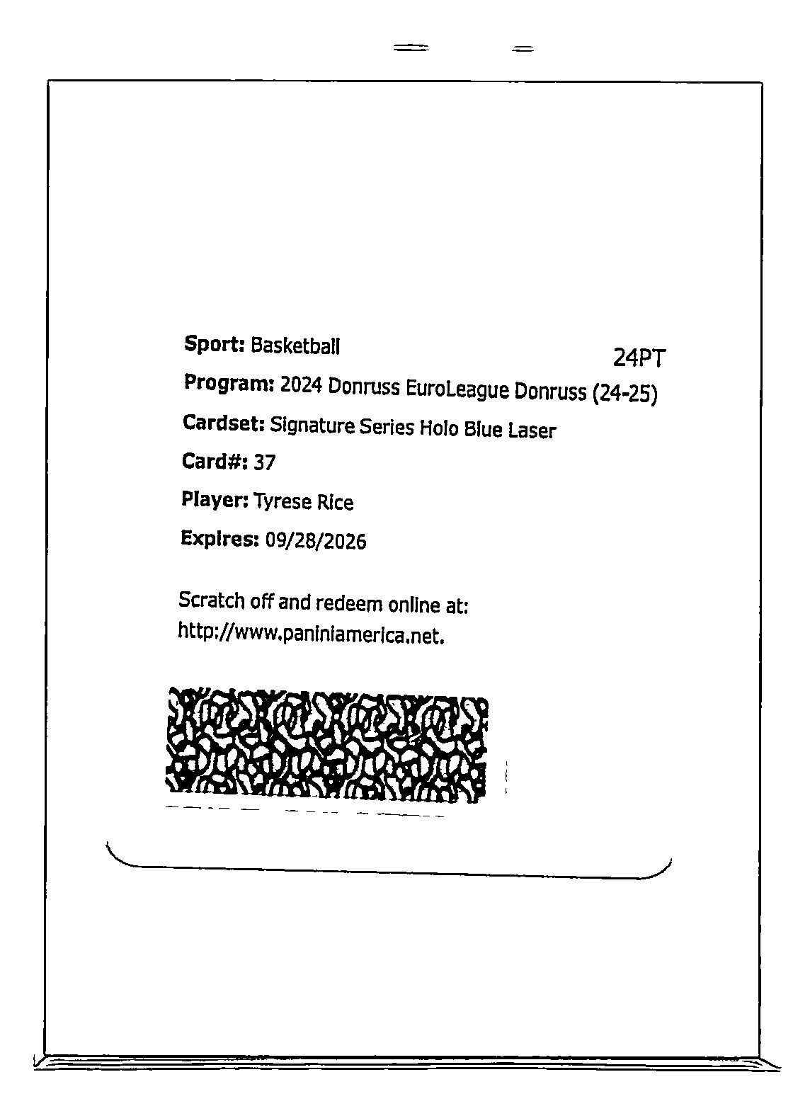 Tyrese Rice 2024-25 Donruss EuroLeague #TBD Auto Blue Laser Holo #/35