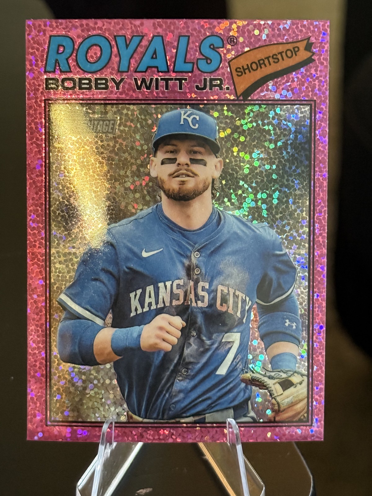 2026 Topps Heritage – Bobby Witt Jr. #160 Chrome Pink Sparkle Refractor