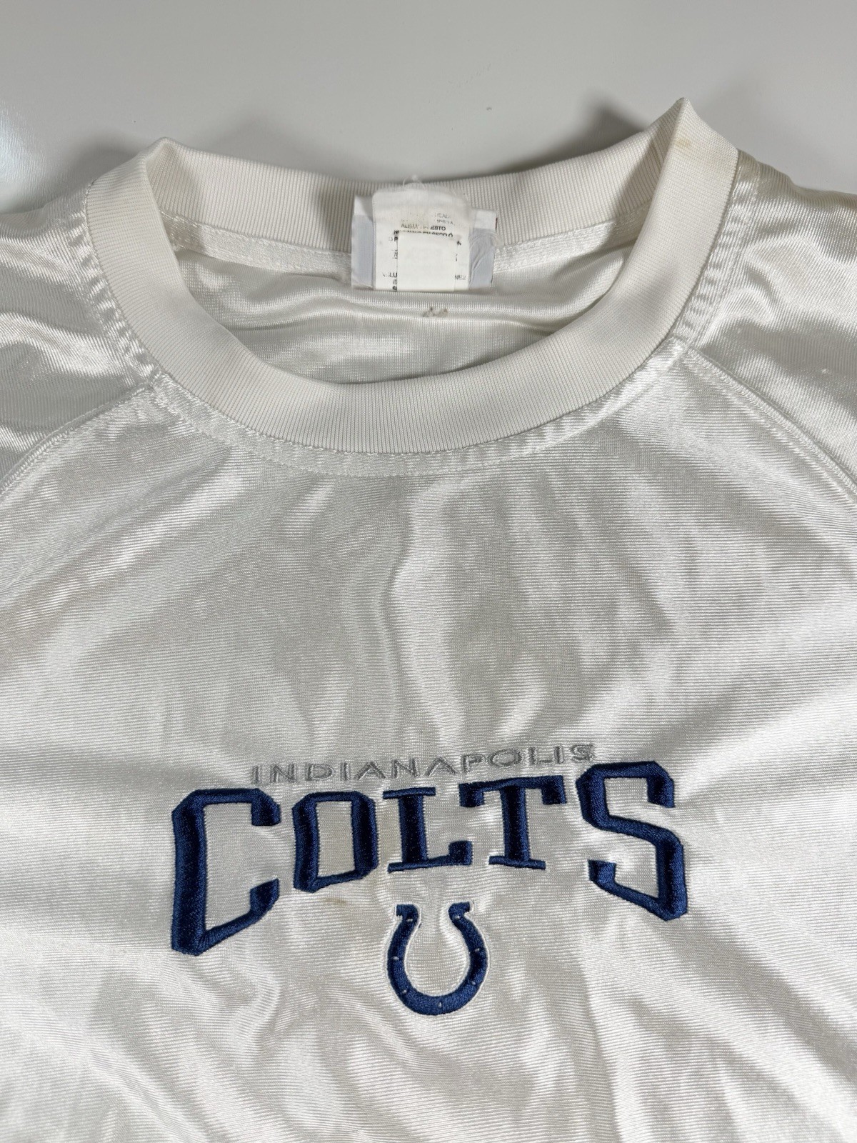 Indanapolis Colts Jersey Men’s Large NFL Embroidered White Blue Football Shirt