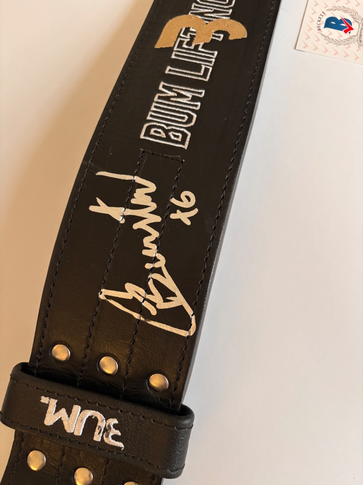 CHRIS BUMSTEAD SIGNED WEIGHTLIFTING BELT CLUB CBUM BODYBUILDING MR O OLYMPIA JSA