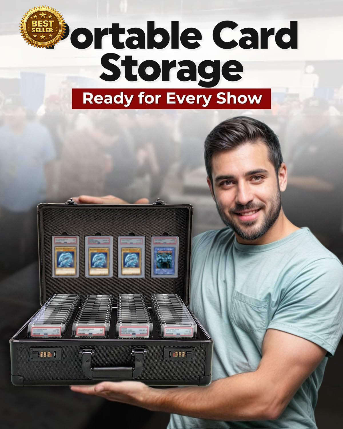 Graded Card Case – Durable PSA Slab Case with Combination Lock – 4 Row Graded Ca