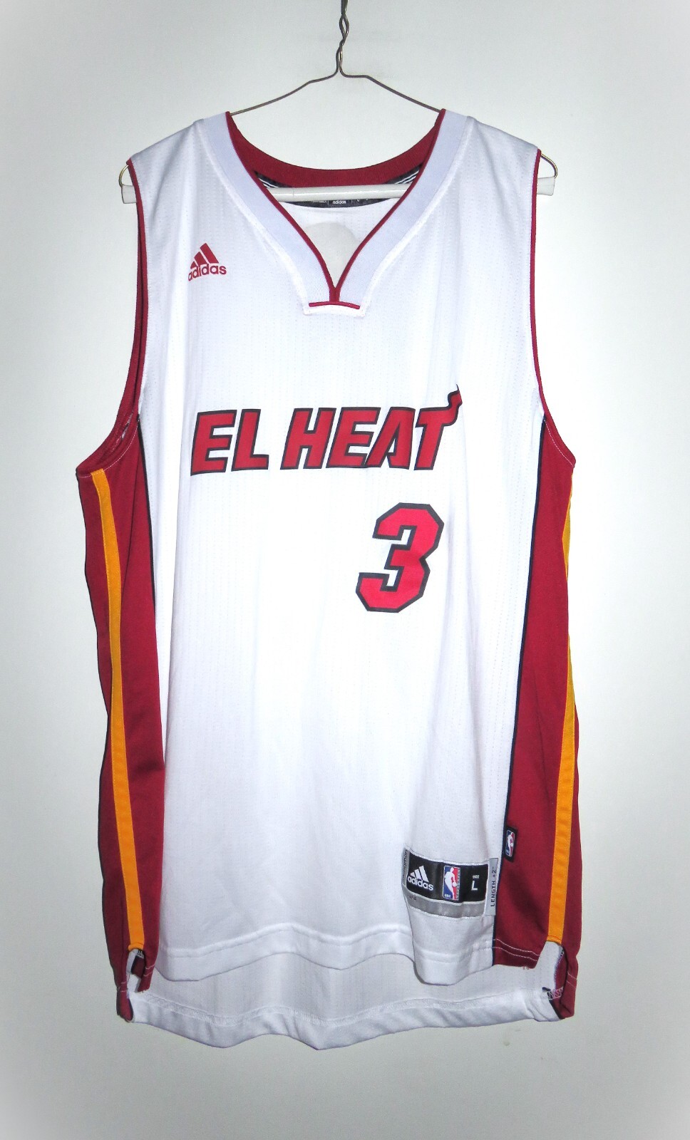 Adidas Miami Heat Dwyane Wade #3 Latin Nights Home White Jersey 44 Large L