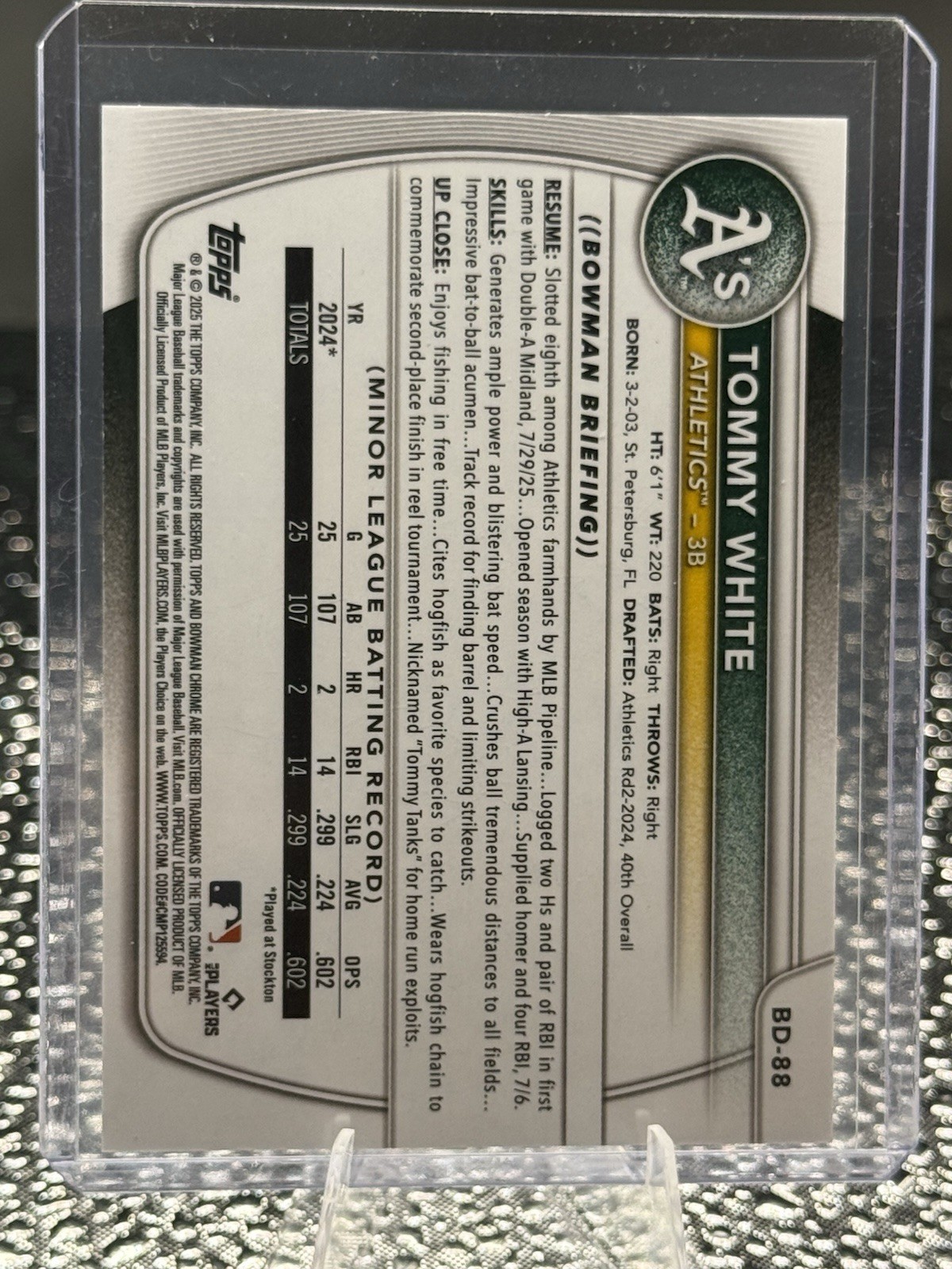 2025 Bowman Draft Tommy White Red 4/5 CALL UP 🔥 #BD-88