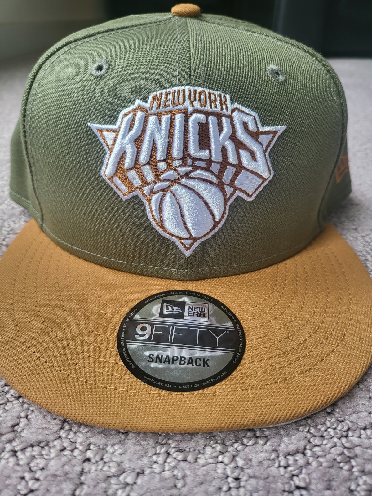 9 Fifty New York Knicks Snapback Hat New Olive Green Hat
