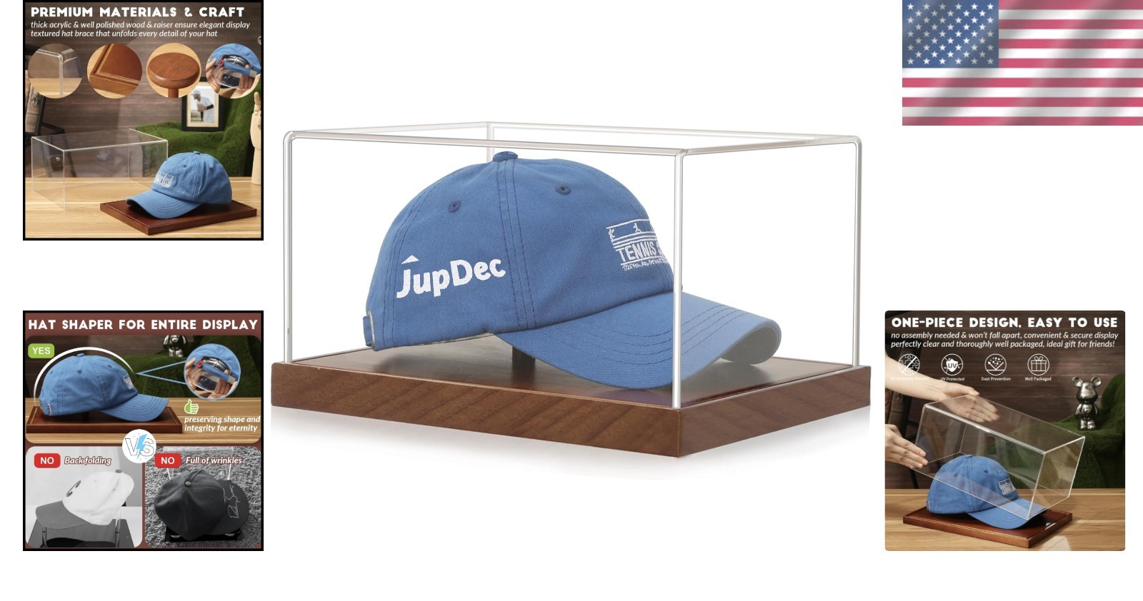Acrylic Baseball Cap Display Box with UV Protection