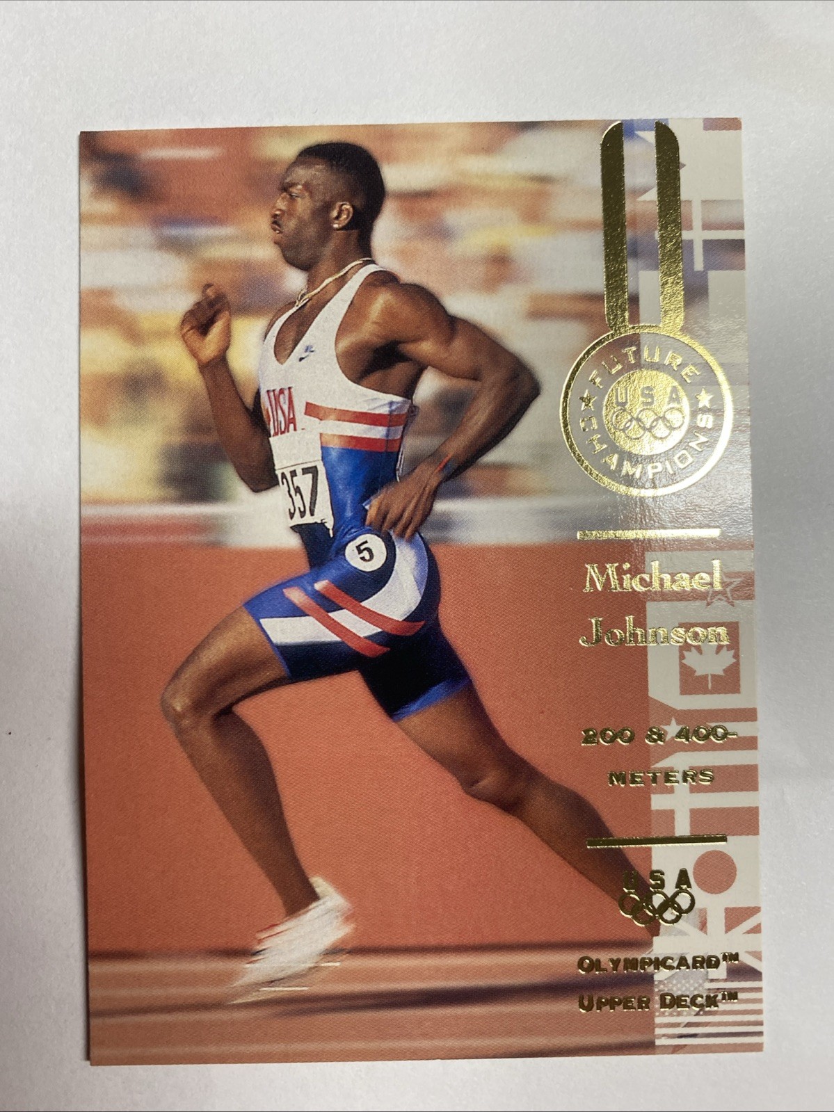 1996 UPPER DECK OLYMPIC CHAMPIONS MOMENTS CARD #105 MICHAEL JOHNSON – TRACK
