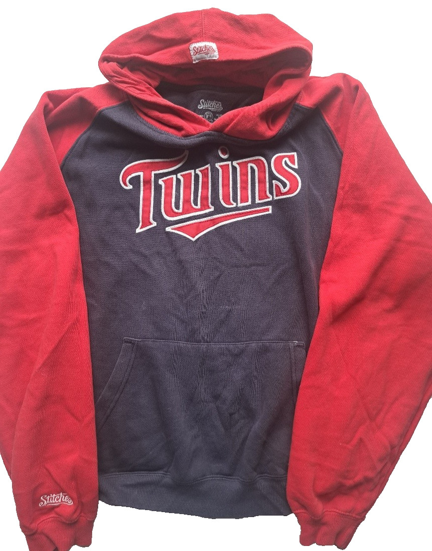Men’s MInnesota Twins Pullover Hoodie Stitches Navy Blue w/Red Size XL