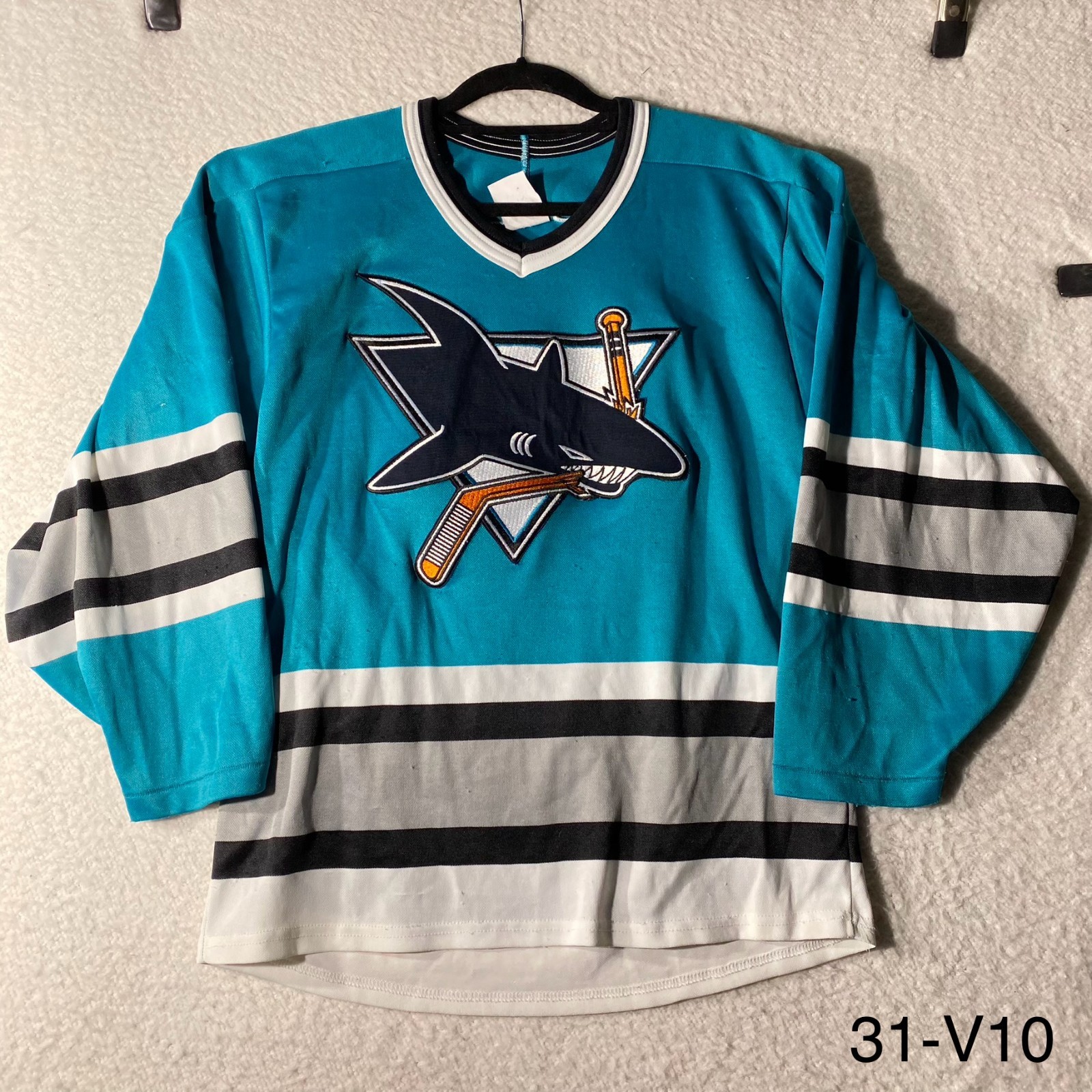 Size S – Vintage San Jose Sharks CCM Jersey Mens Teal Maska NHL Hockey Sports