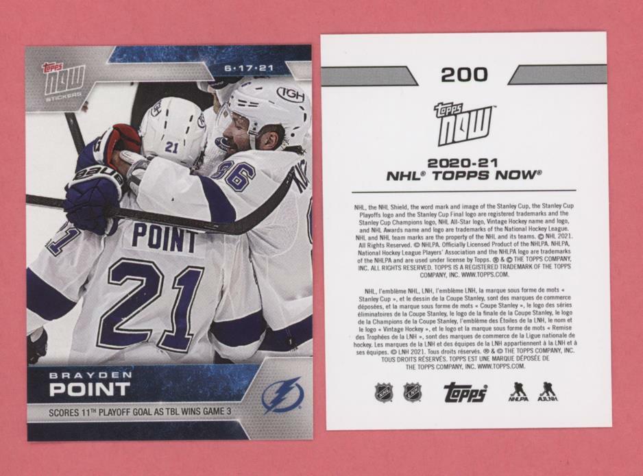Brayden Point 2020-21 Topps Now NHL Stickers WEEK 23 #200 (407 PR) LIGHTNING QTY