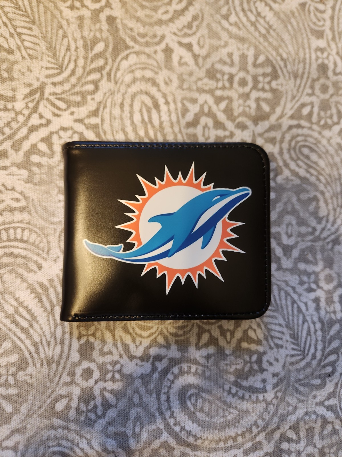 Miami Dolphins NFL Football Black Wallet BI-Fold PU Leather Billfold