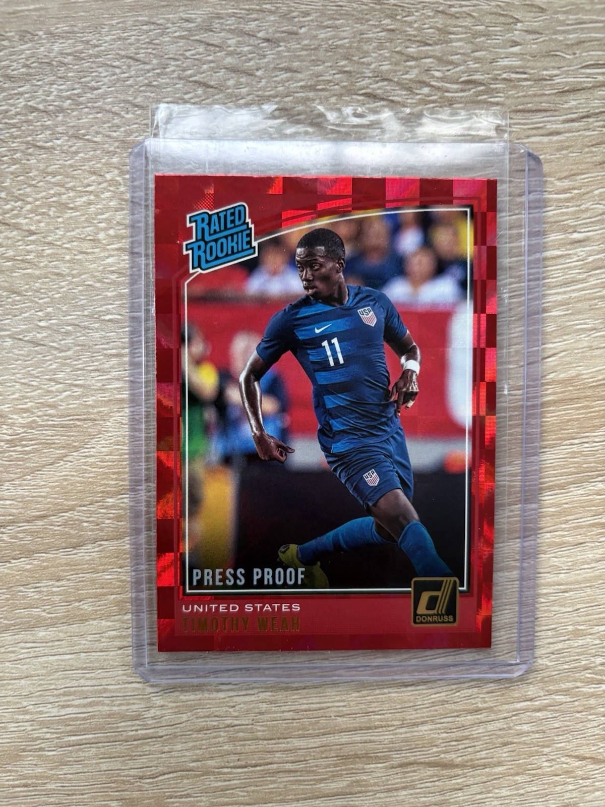 2018-19 Donruss Timothy Weah Press Proof Red Team USA Soccer Card Rookie