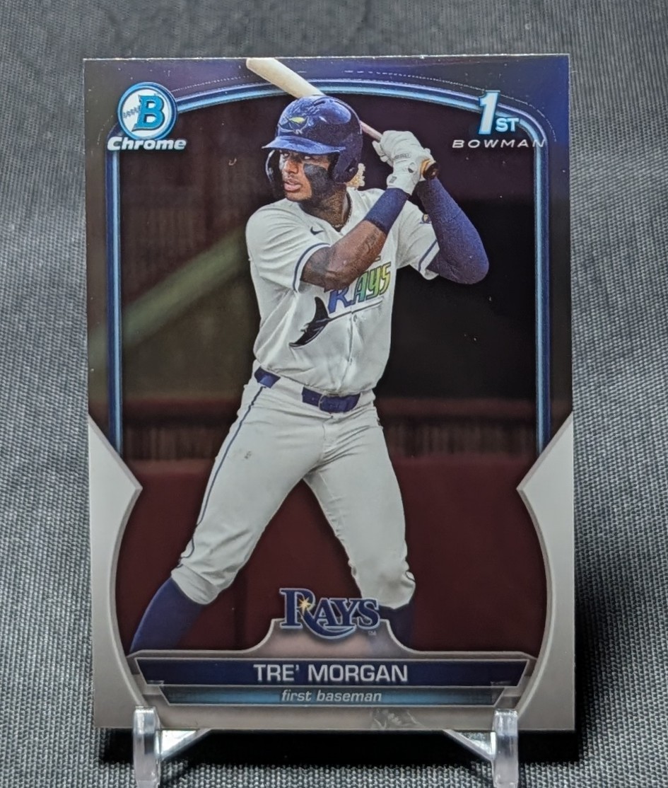 Tre’ Morgan 1st Chrome Refractor Rookie RC 2023 Bowman Draft Card #BDC-199 Rays