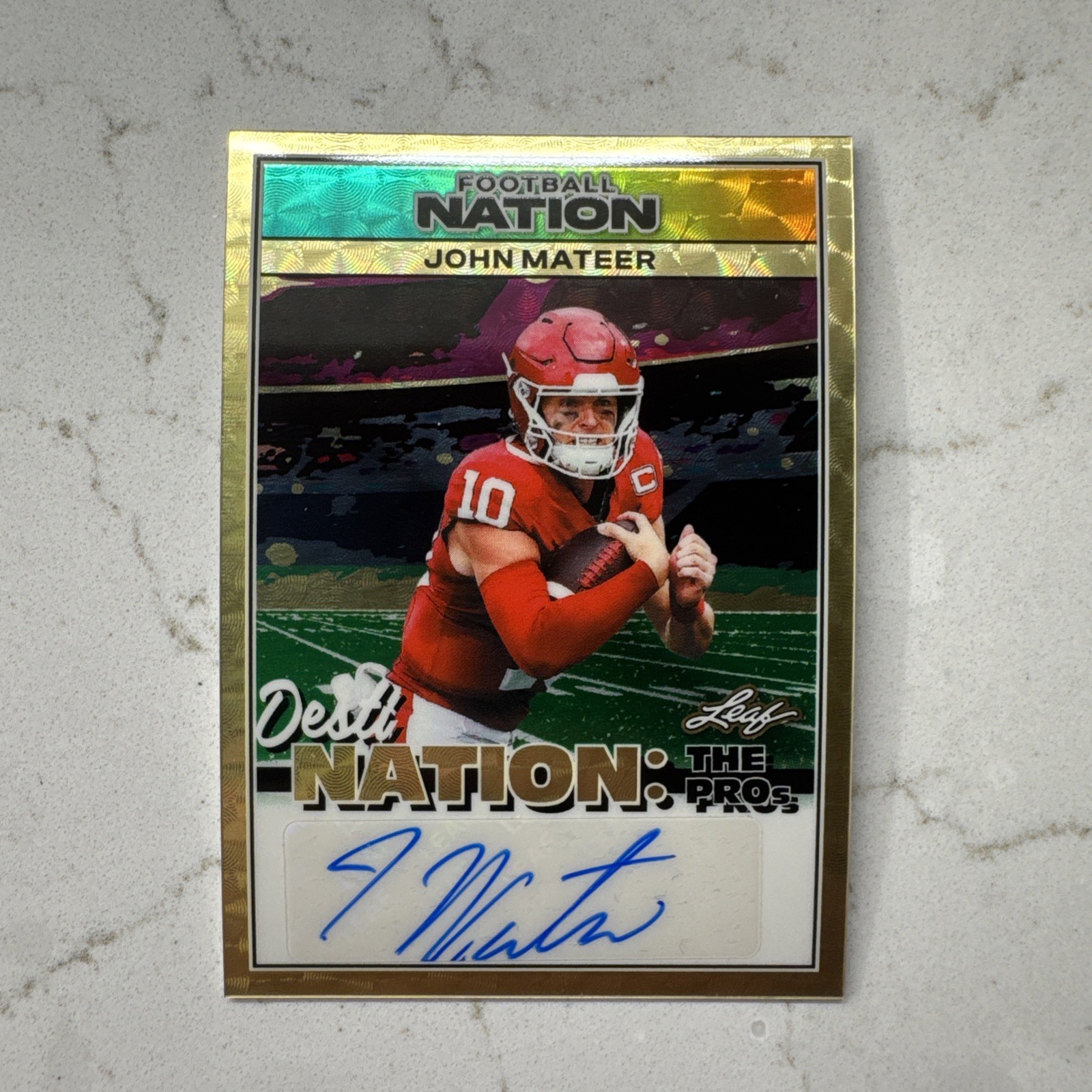 2025 Leaf Football Nation John Mateer Gold Vinyl 1/1 Auto Autograph Oklahoma QB