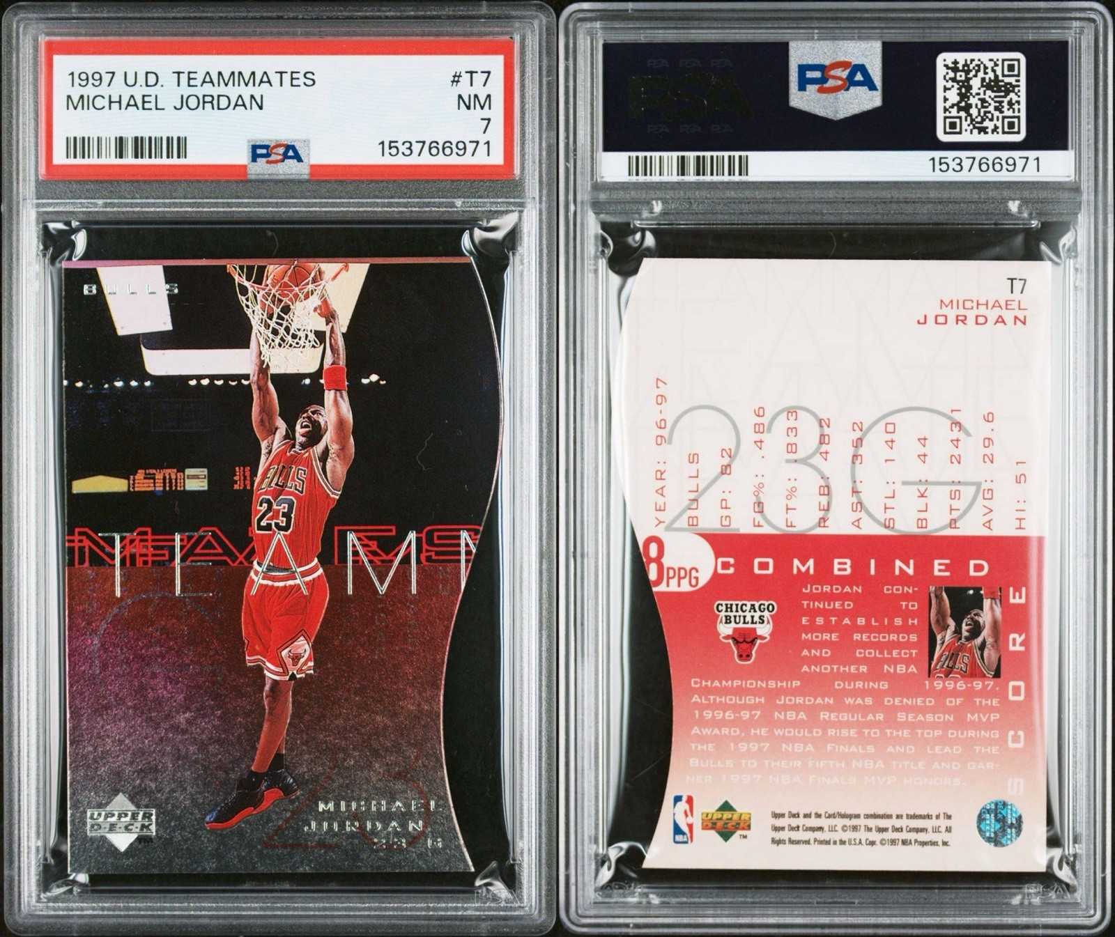 1997-98 Upper Deck Teammates Michael Jordan #T7 PSA 7
