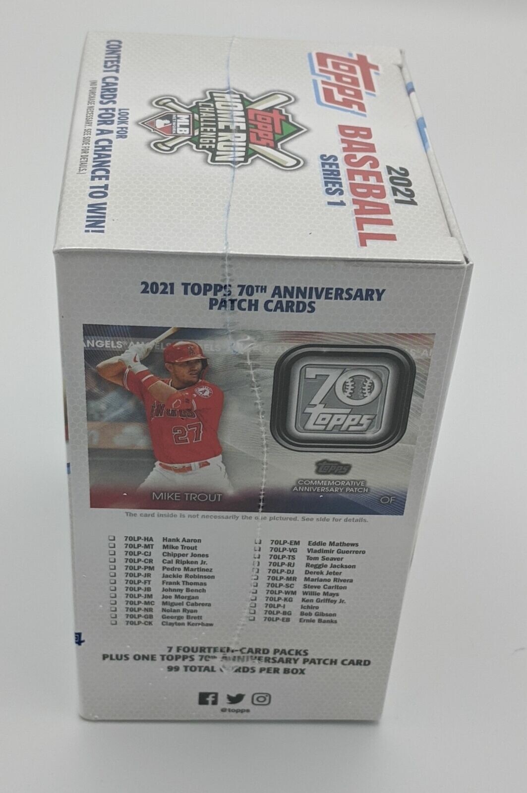 Factory Sealed 7 Pack Blaster Box 2021 Topps Series 1 Baseball Cards with Patch