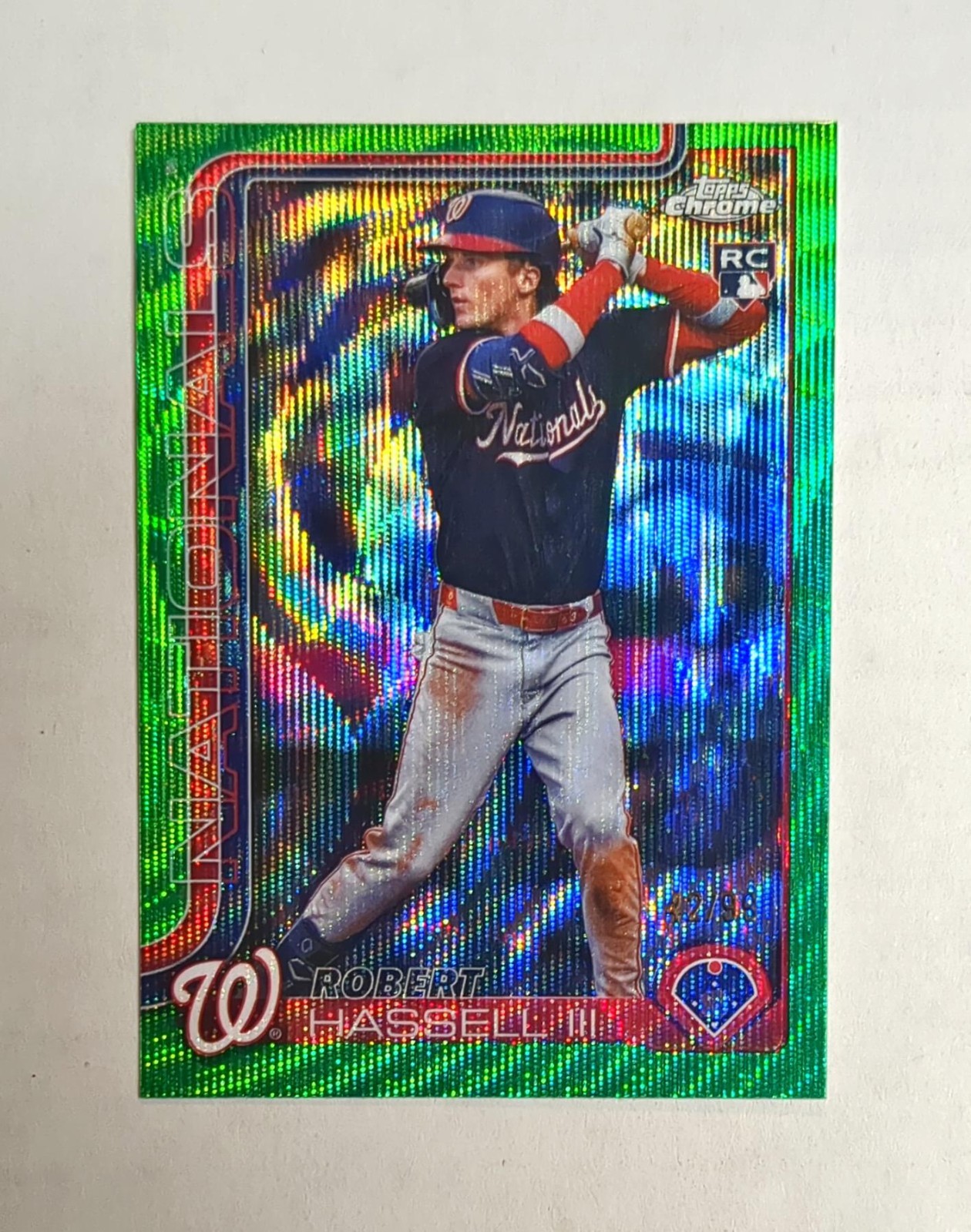 2025 Topps Chrome Update Robert Hassel RC /99 Green SSP Wave Refractor Parallel