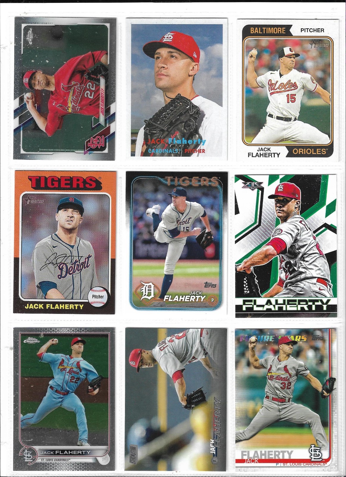 JACK FLAHERTY (ST.LOUIS/DETROIT) – 58 VARIOUS BASEBALL BASE CARD LOT