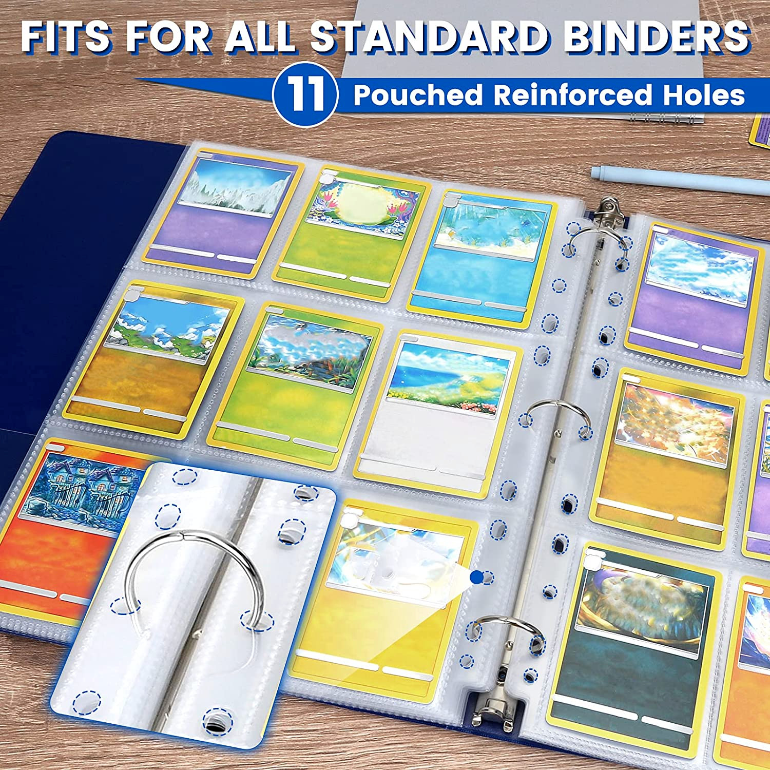 Trading Card Album Binder Protector Pages Sleeves 18 Pocket 100 Sheets Baseball